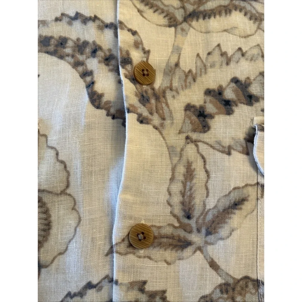 Tommy Bahama 100% Linen Shirt Island Floral Print Mens XL Muted Colors
